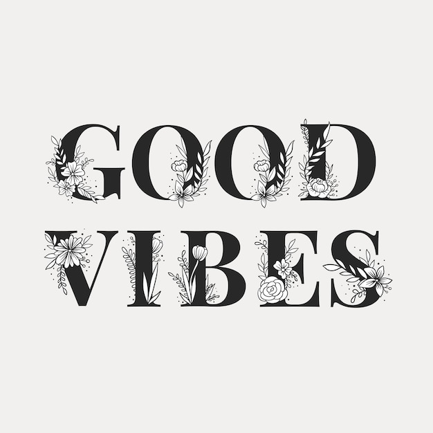 Бесплатное векторное изображение Женский вектор шрифта good vibes