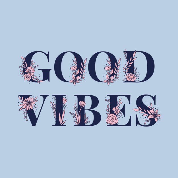 Good Vibes 가리 단어 타이포그래피 레터링 글꼴