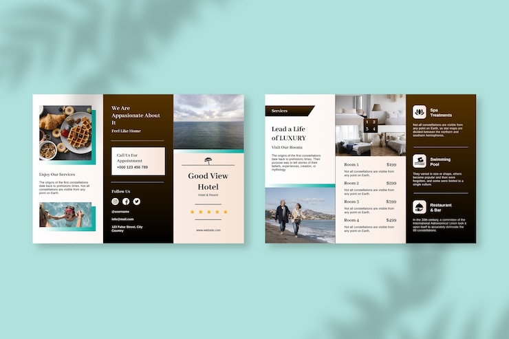 Free Vector good view hotel trifold brochure