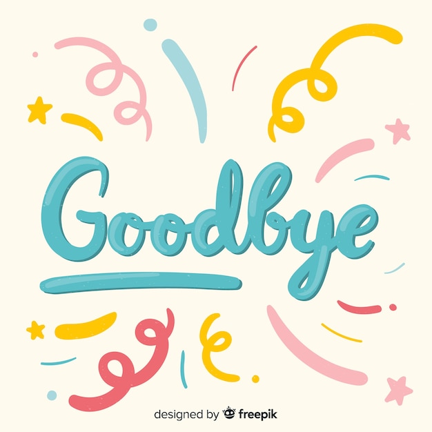 Free vector goodbye spirals lettering background