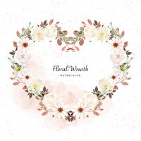 Gorgeous rustic white watercolor floral wreath with abstract stain