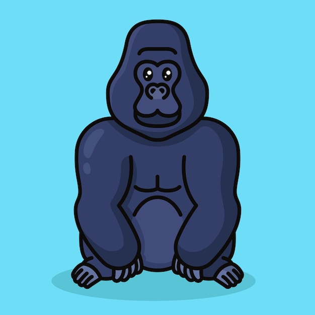 Vettore gratuito gorilla simpatico stile cartone animato