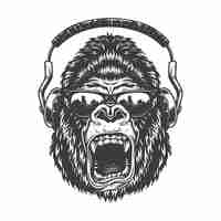 Free vector gorilla with headphones