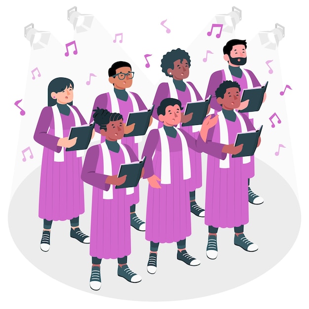 Vettore gratuito illustrazione di concetto del coro gospel