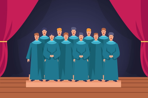 Vettore gratuito coro gospel in scena illustrato
