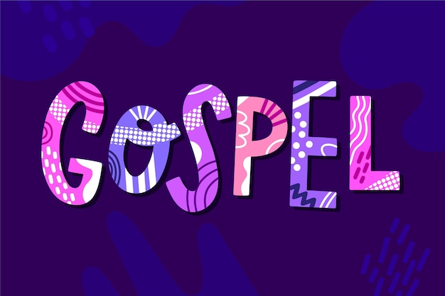 Free vector gospel word concept written on dark background