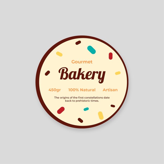 Free vector gourmet bakery packaging circle sticker