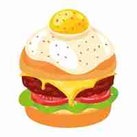 Free vector gourmet burger with grilled beef and egg fried isolated