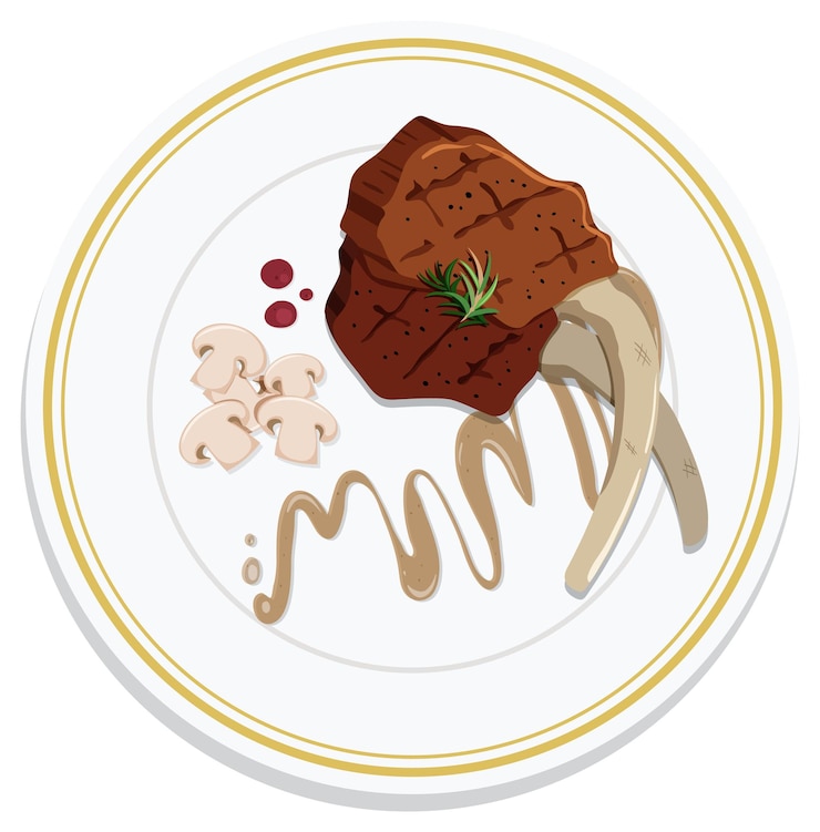 Free Vector gourmet lamb chop dinner