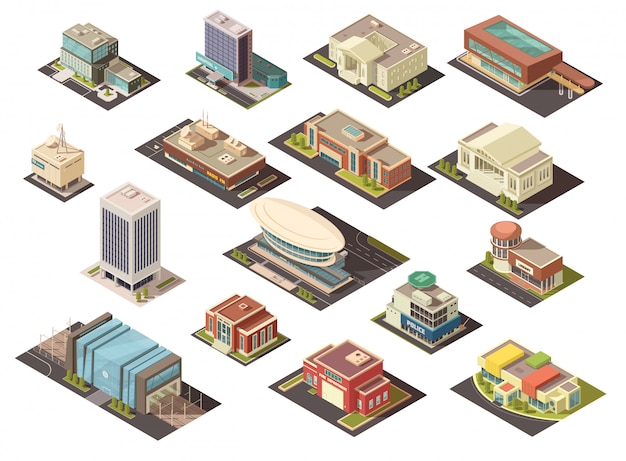 Government Building Isometric Set