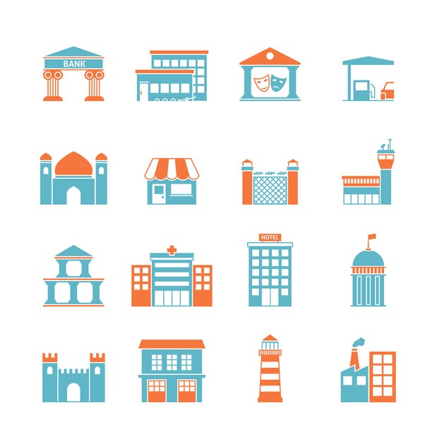 Government buildings icons