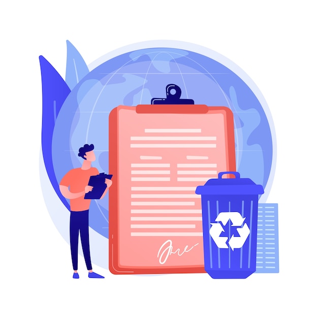 Government mandated recycling abstract concept vector illustration. Ecological regulations, local recycling law, municipal solid waste, recyclable materials, curbside program abstract metaphor.
