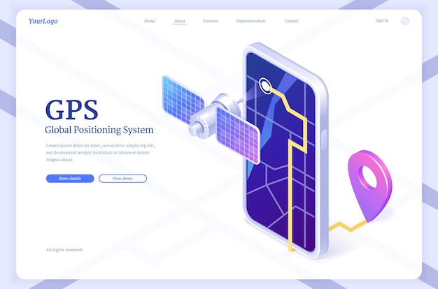 Free vector gps isometric landing page