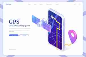 Free vector gps isometric landing page