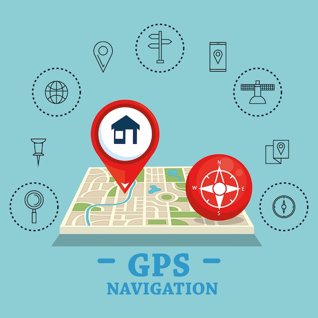 Бесплатное векторное изображение gps-навигация набор иконок