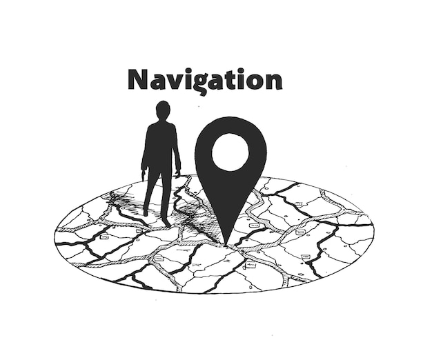 Бесплатное векторное изображение Штырь gpsnavigator макет с картой на белом фоне векторной иллюстрации