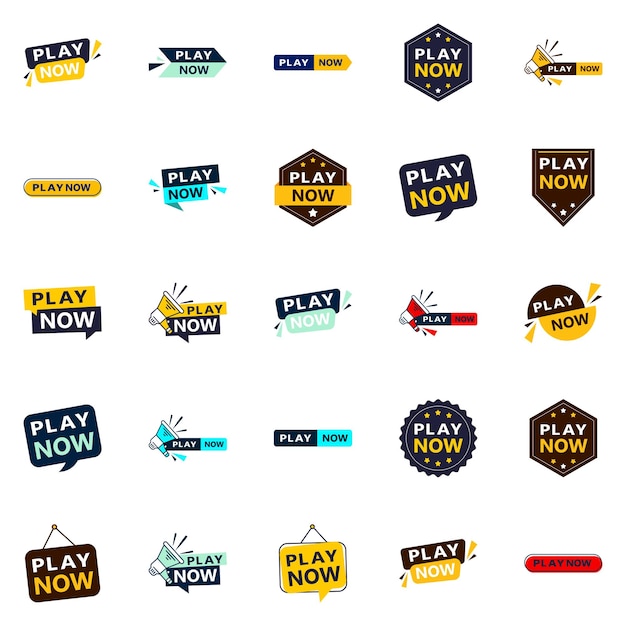 Free vector grab customers attention with our pack of 25 play now banners