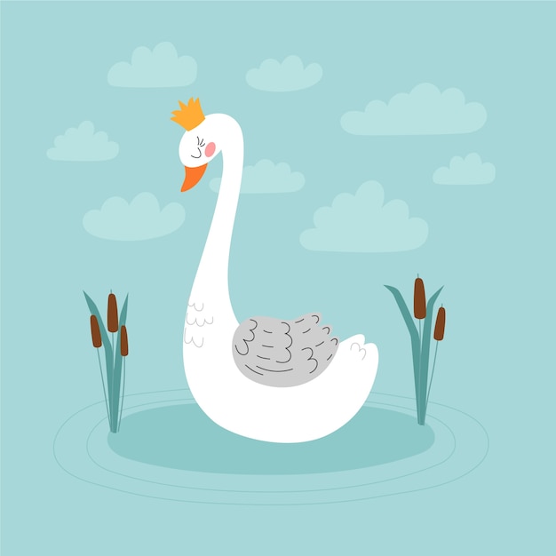 Free vector graceful swan princess with crown