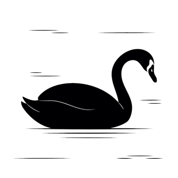 Graceful swan sillhouette illustration on lake