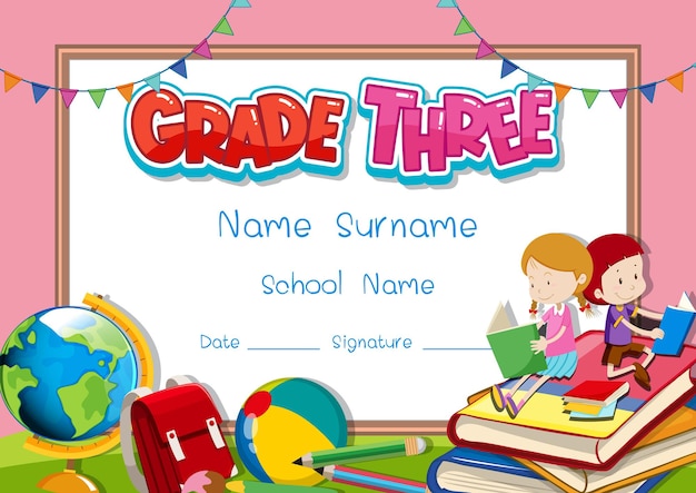 Grade three diploma or certificate template