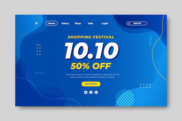 Free vector gradient 10.10 landing page template