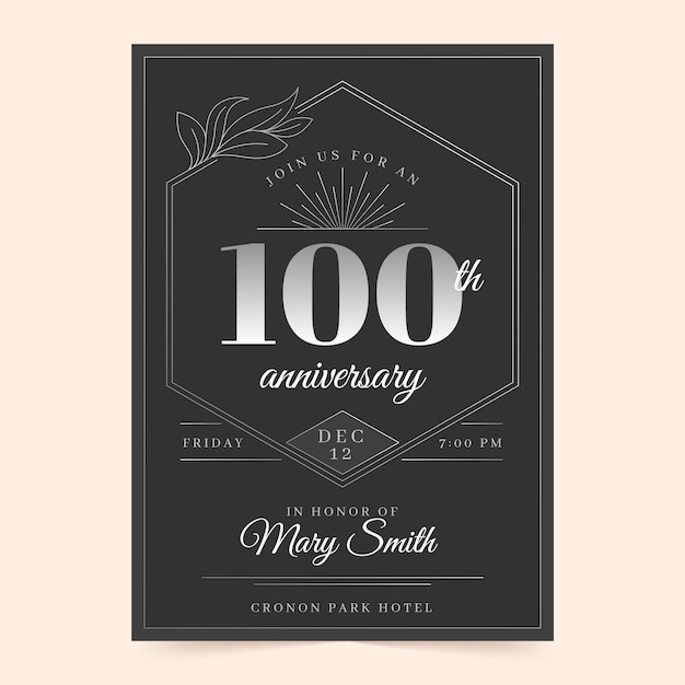 Free vector gradient 100th birthday invitation