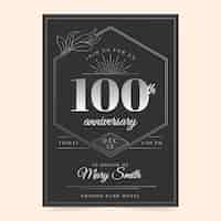 Free vector gradient 100th birthday invitation