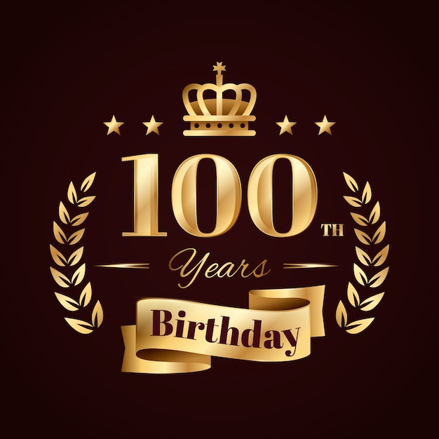 無料ベクター グラデーションの 100 歳の誕生日のロゴ