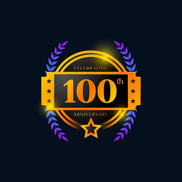 Free vector gradient 100th birthday logo