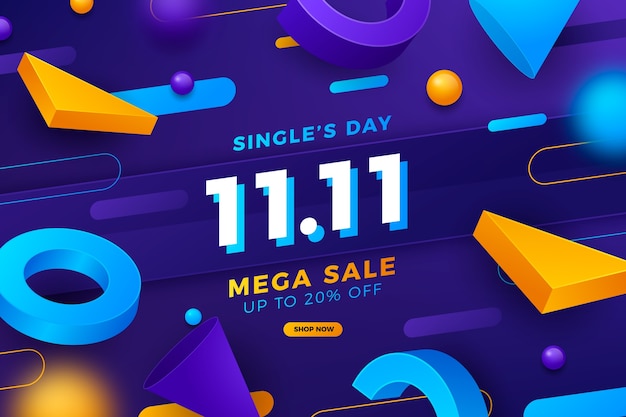 Free vector gradient 11.11 shopping day illustration