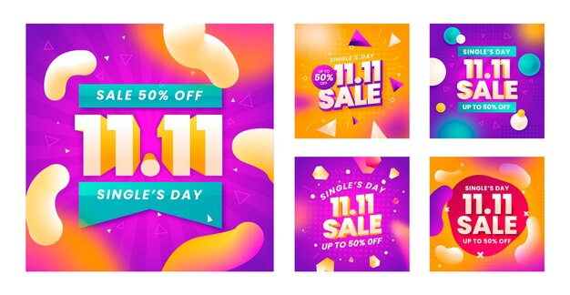 Gradient 11.11 shopping day instagram posts collection