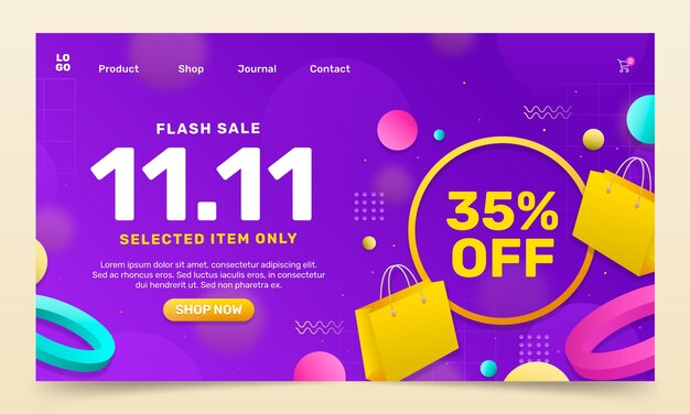 Gradient 11.11 shopping day landing page template