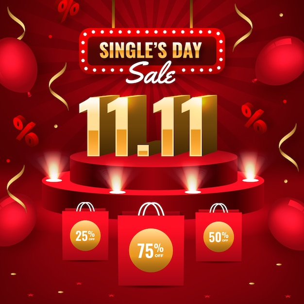 Free vector gradient 11.11 singles' day illustration