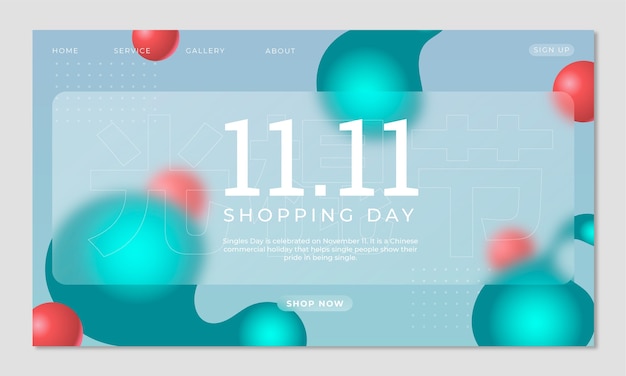 Free vector gradient 11.11 singles' day landing page template