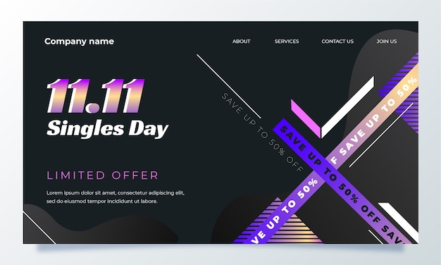 グラデーション11.11独身の日ランディングページテンプレート