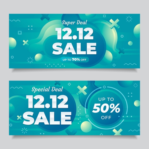 Gradient 12.12 sale horizontal banners set