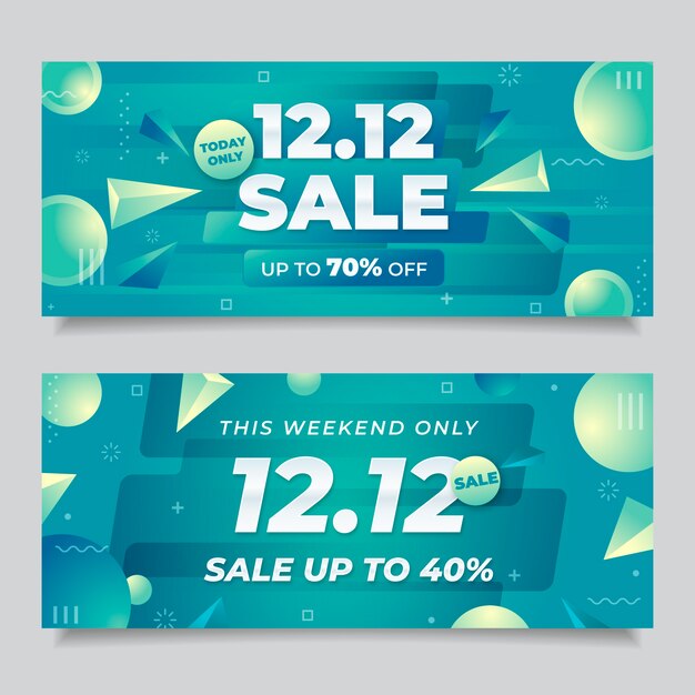 Free vector gradient 12.12 sale horizontal banners set