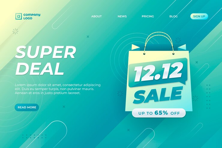 무료 Vector 그라디언트 12.12 판매 방문 페이지 템플릿