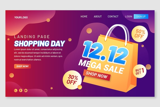 Free vector gradient 12.12 sale landing page template