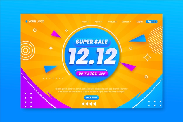 Free vector gradient 12.12 sale landing page template