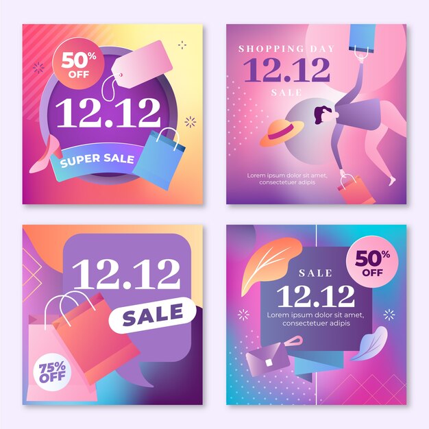 Коллекция сообщений в социальных сетях Gradient 12.12 sale