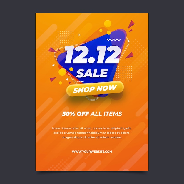 Free vector gradient 12.12 sale vertical flyer template