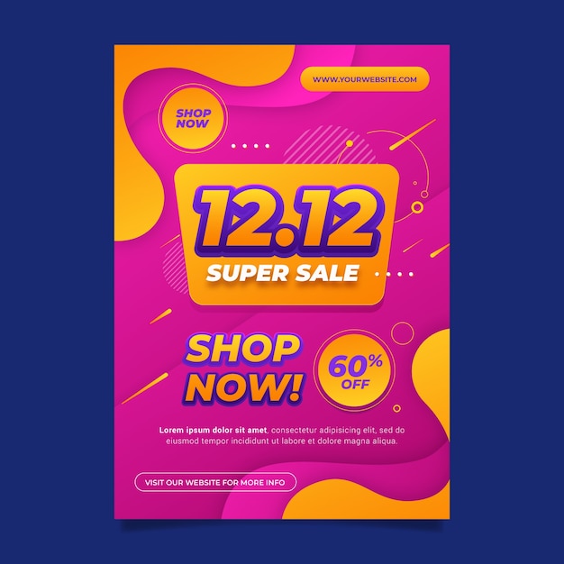 Gradient 12.12 sale vertical flyer template