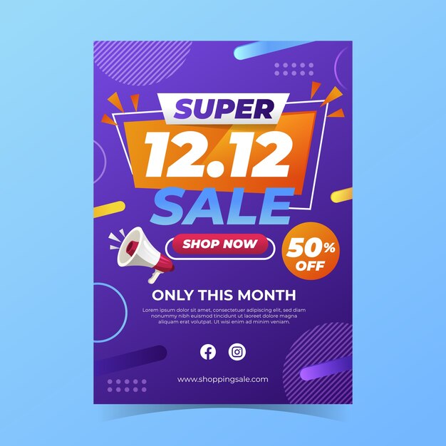 Gradient 12.12 sale vertical flyer template