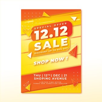 Gradient 12.12 sale vertical flyer template