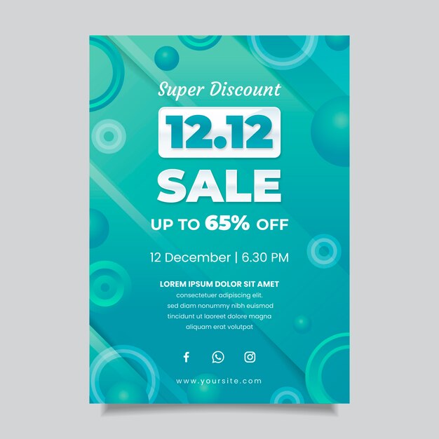 Gradient 12.12 sale vertical flyer template