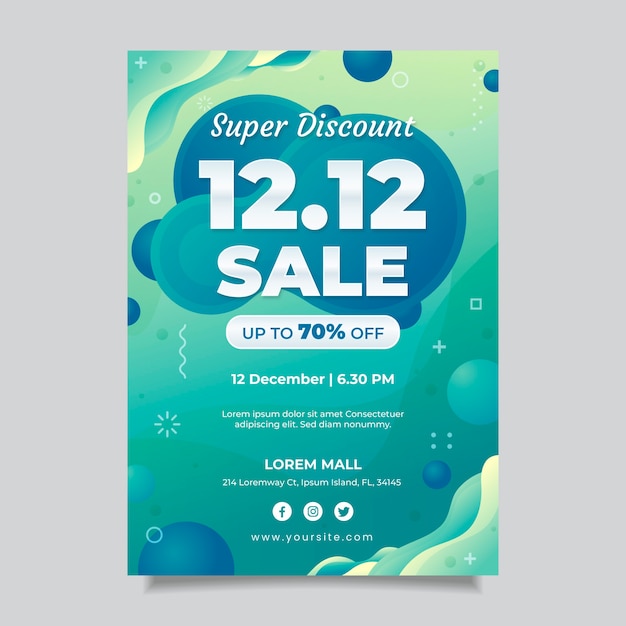 Gradient 12.12 sale vertical flyer template Free Vector