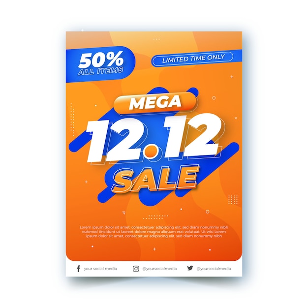 Gradient 12.12 sale vertical flyer template