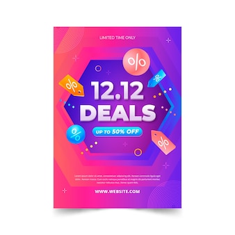 Gradient 12.12 sale vertical poster template