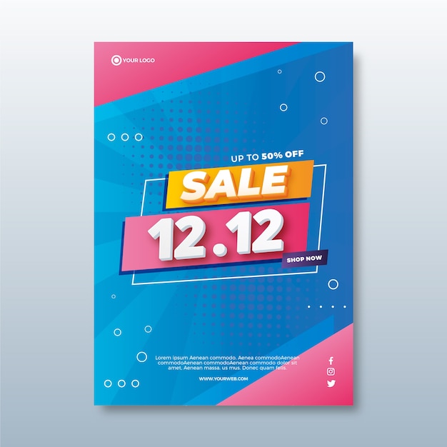 Gradient 12.12 sale vertical poster template